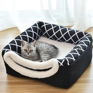 2 In 1 Cat Tent Cave Bed Soft Indoor Enclosed Covered Pet House Cozy Cat Kitten Sleep Beds for Dog P
