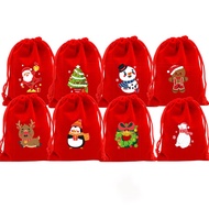 Cute Christmas Velvet Bag Drawstring Bag Christmas Candy Snack Gift Bag