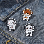 Cartoon Animal Astronaut Enamel Pins Badges Panda Bear Rabbit Brooch Badges Lapel Pins Cute Jewelry 