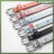 ETERNITY Fashion Shiny Glitter Ladies Waist Belt Square Pin Bule Jeans Belts For Women Pu Waistbands