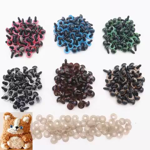50pcs Colorfull 8-12mm Safety Eyes for Amigurumi with Washers Crochet Animals Eyes for DIY Puppet Be
