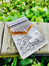 浮世繪錫雕拇指琴(Kalimba) 神奈川沖浪裏