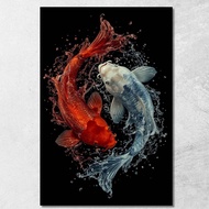 Koi Fish - รูปติดผนัง ภาพพิมพ์ พร้อมกรอบ จัดส่งจากประเทศไทย