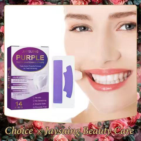 14pcs/box Teeth Bleaching Strip Purple Dental Cleaning Whitener Veneers Oral Hygiene Care Brightenin