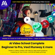Video Course - AI Video School Complete Beginner to Pro, Veo3 Runway & more |  Ai Make Video | Make 
