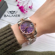宾马 Balmer 5004M RTT-7S Classic Sapphire Glass Women Watch with Purple dial and Two tone Silver Rosegold Stainless Steel