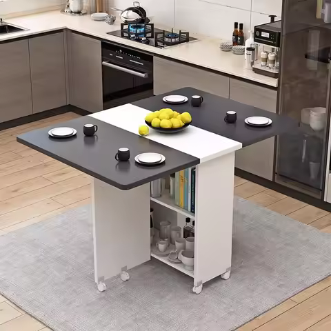 Folding Dining Table Movable Table Set 1.2m/1.4m Square Table With Chair Set Furniture For Dining Ro