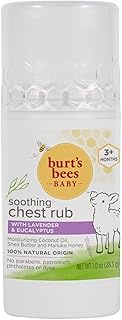 Burt's Bees Baby Chest Rub Stick, Coconut Oil, Shea Butter and Manuka Honey Lavender &amp; Eucalyptus, White