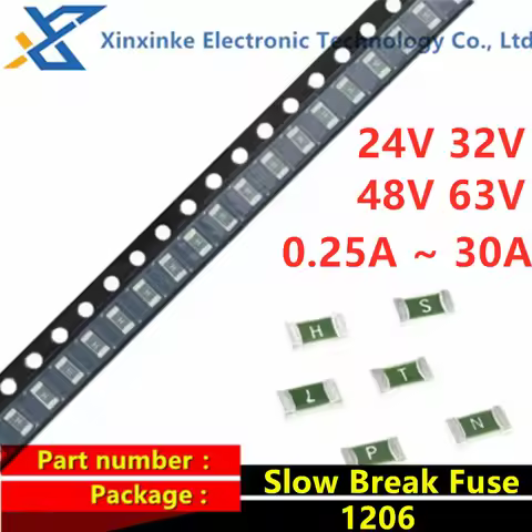 100PCS 1206 Slow Break Fusing 32V 24V 48V 63V 0.25A 0.5A 0.75A 1A 1.5A 2A 3A 5A 6A 7A 8A 0.375A 10A