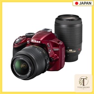 【 Used 】 Nikon Digital SLR Camera D3200 200mm Double Zoom Kit 18-55mm/55-200mm Included Red D3200WZ2