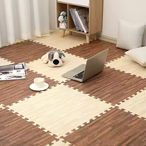 Wooden Baby EVA Foam Play Gym Puzzle Mat Interlocking Exercise Tiles Crawling Carpet for Kids Game A