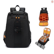 Camera Backpack Water-resistant Camera Bag Photography Backpack Large Capacity Camera Case with Tripod Holder 15.6 Inch Laptop Compartment External USB Charging  [24NEW]