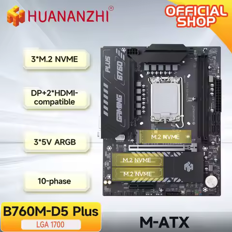 HUANANZHI B760M D5 PLUS DDR4 Motherboard Support 12 13 14 Gen Intel B760 LGA 1700 CPU 12100F 12400F