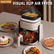 【LEXCOOK】Visual Air Fryer Flip Turn Over Oil Free Fryer 4L Household One-click flip oven Multifunctional Baking french fries machine Nonstick pan air Frying pot