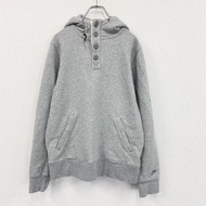 เสื้อฮู้ดแขนยาวแบบติดกระดุมครึ่งตัวของ NIKE พร้อมโลโก้ Swoosh สีเทา ไซส์ M สภาพมือสอง