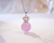 925純銀12mm 天然紫鋰輝-皇冠閃石托吊墜項鍊