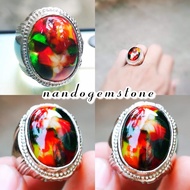 Cincin Pria Natural Batu Akik Pancawarna Edong Kristal