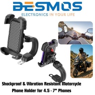 Desmos TE5199 Set Shockproof & Vibration Resistant Motorcycle Phone Holder for 4.5-7 Inch Phones Sup