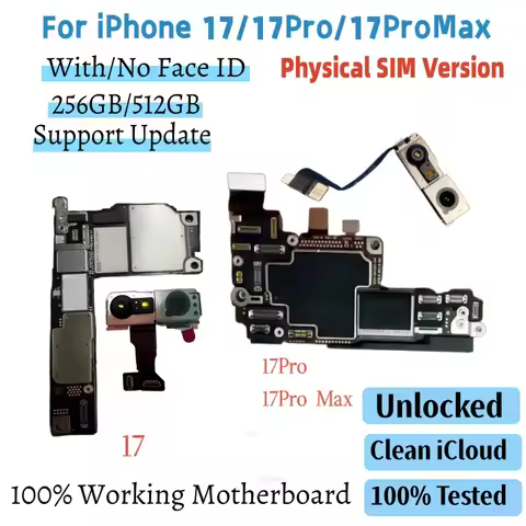 100% Working Mainboard For iPhone 17 Pro Max Motherboard With Face ID 17Pro Unlocked iOS Update Phys