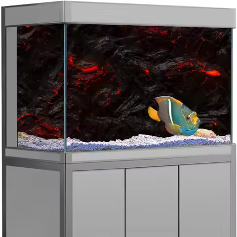 Lava Stone Aquarium Background Sticker Wall HD Painting Wallpaper Fish Tank Backdrop Decorations PVC