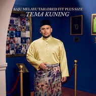 Ready Stock Tema Kuning / Oren - PLUS SIZE Baju Melayu Tailored Fit Bulan Bintang HQ 2025 (NEW)