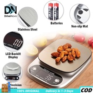 DriveNovo 10kg/3kg Portable Digital Kitchen Scale Stainless Steel Digital Kitchen Scale Food Scale
