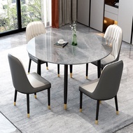 [Sg Sellers] Rock Plate Dining Table Negotiation Table round Table Dining Table Marble Dining Table Round Table Dining Room Furniture Scratch Resistant High Temperature