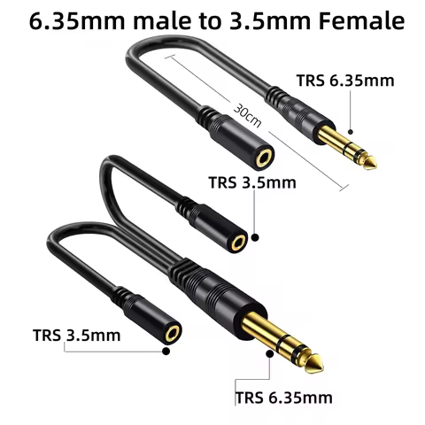 6.5mm to 3.5mm Jack Aux Audio Adapter 6.35mm 1/4 TRS to Dual 3.5 mm Stereo Extension Cable for Ampli