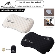 MOUNTAINHIKER Portable Outdoor Camping Ice Silk Memory Foam Inflatable Pillow Ultra-Light and Comfor
