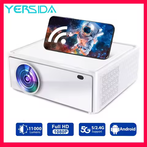 YERSIDA Projector 4K VS627 Android 5G WIFI 1080P FULL HD Smart TV Home Cinema Outdoor Movie 4K 3D LE
