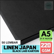 BERKUALITAS Kertas Linen Hitam Jepang 220g A5 Karton | Kertas Black