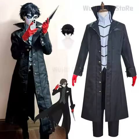 Persona 5 Kurusu Akira Cosplay Costume Joker Uniform Mask Halloween Carnival Women Men Role Play Out