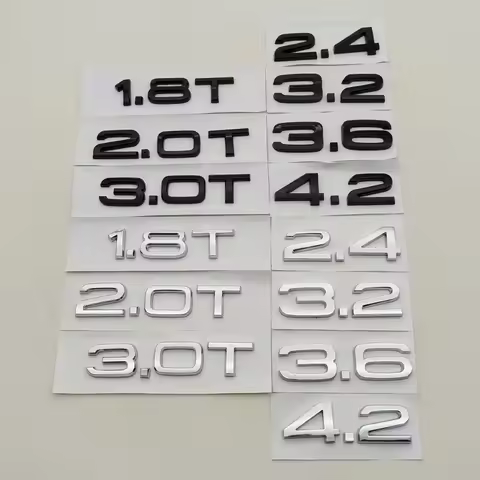3D ABS Logo 1.8T 2.0T 3.0T 2.4 3.2 3.6 4.2 Emblem Letters Badge Car Fender Side Decal Rear Trunk Sti