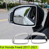 Vtear For Honda Freed 2017-2021 Car Door Rearview Mirror Frame Cover ABS 2Pcs Chrome Decorator Rain Eyebrow Trim accessories exterior automobile