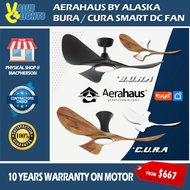 Alaska Aerahaus 43" BURA / BURAH / 52" CURA / CURAH Hugger Smart DC Ceiling Fan w/ 23W Tri-Colour Dimmable LED Light