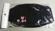 100%純棉 粉紅貓咪&amp;小花 棉質黑色布口罩 $50