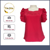 Youthful Office Pleated Square Collar Shirt - Comfortable and Easy to Wear Mango Silk Middle-Aged Sh