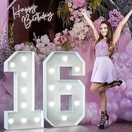 16th Birthday Decorations for Girls Boys - 3ft Lighted Numbers Large Marquee Number for 61st 16th Bi