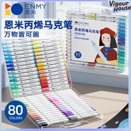 Enmy Acrylic Marker Pen Quick-Drying Waterproof Art Marker for painting  36/48/60/80 Colors Permanen