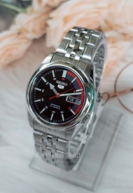 SEIKO 5 Automatic  รุ่น SNK375K1 นาฬิกาข้อมือผู้ชาย สายแสตนเลส หน้าปัดสีดำ/แดง - สินค้าของแท้ 100% รับประกันสินค้า 1 ปีเต็ม