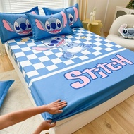 Stitch Cartoon Fitted Bedsheet Brushed Cotton Soft Bed Cover Skin-Friendly Bedding Single Queen King