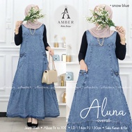 ALUNA Overall Jeans Wanita Rok Terbaru Kekinian Murah Snow Blue Black - Jumpsuit Baju Kodok Terusan 