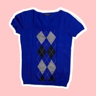 / top knitted t-shirt with diamond motif (argyle top)