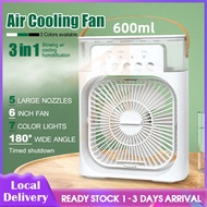Air Conditioner Cooling Fan With 5 Sprays 7 Color Light Portable USB Mini Aircond Air Cooler Mist Fan Kipas Penyejuk Mini Meja Air Humidifier 冷风机风扇