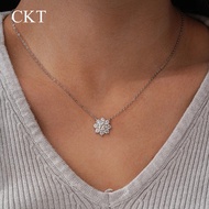 CKT 18k White Gold Pendant 1ct Diamond Moissanite Necklace Women's Platinum Pt950 Sunflower Classic 