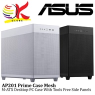 ASUS AP201 PRIME CASE MESH M-ATX DESKTOP PC CASING / CASE WITH QUASI-FILTER MESH PANELS - MATX - BLA