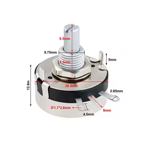5pcs Potentiometer 470R Round Shaft Carbon Rotary Taper Potentiometer WTH118 2W 1A 1K 2.2K 4.7K 10K 