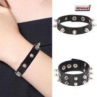 ROWAN1 Studded Bracelet, Gothic Punk Black Wristband, Rock