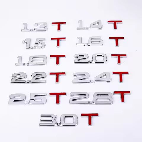 5X 3D Metal Car Trunk Engine Displacement Emblem Badge Auto Stickers 1.3T 1.4T 1.5T 1.6T 1.8T 2.0T 2