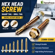 PA Skru Atap Bumbung Self Drilling Screw Hex Head Skru Oning Cap Bonded Washer Awing Screw Skru Bumb